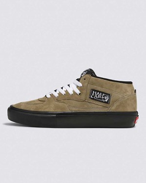 Women's Vans Skate Half Cab Pig Suede Skate Shoes Olive Black | USA BIH-780341