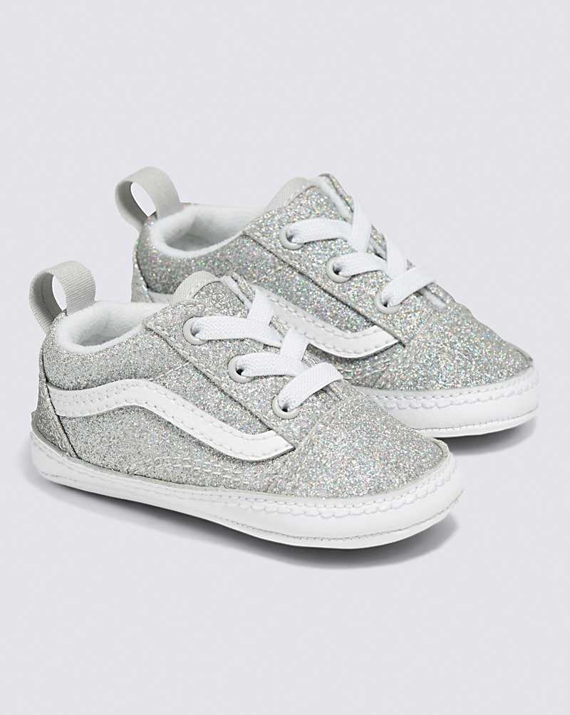 Kids' Vans Infant Old Skool Crib Glitter Shoes Silver | USA MRS-603849