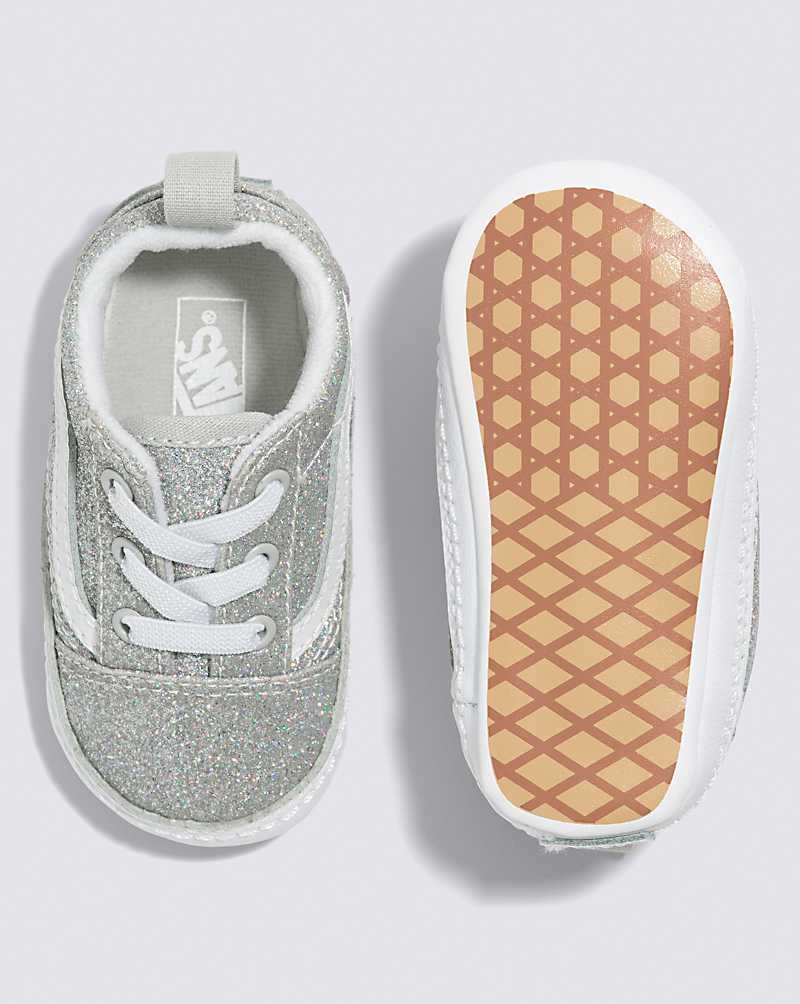 Kids' Vans Infant Old Skool Crib Glitter Shoes Silver | USA MRS-603849