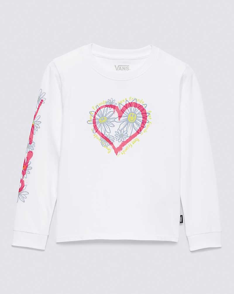 Kids' Vans Little Kids Daisy Hearts Long Sleeve T-Shirt White | USA STZ-103425