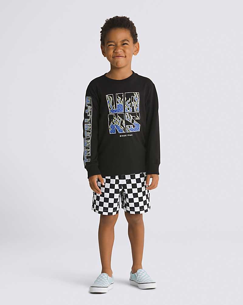 Kids' Vans Little Kids Digi Flames Long Sleeve T-Shirt Black | USA XIC-037529