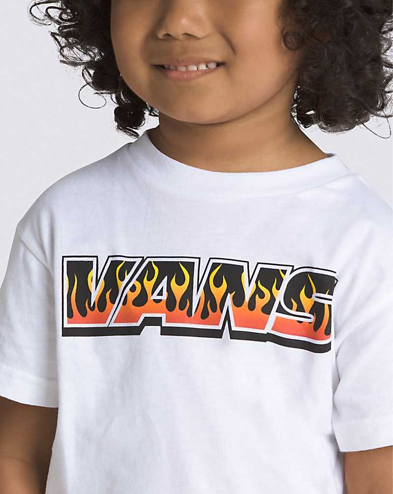 Kids' Vans Little Kids Up In Flames T-Shirt White | USA GKB-598413