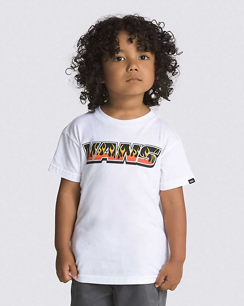 Kids\' Vans Little Kids Up In Flames T-Shirt White | USA GKB-598413