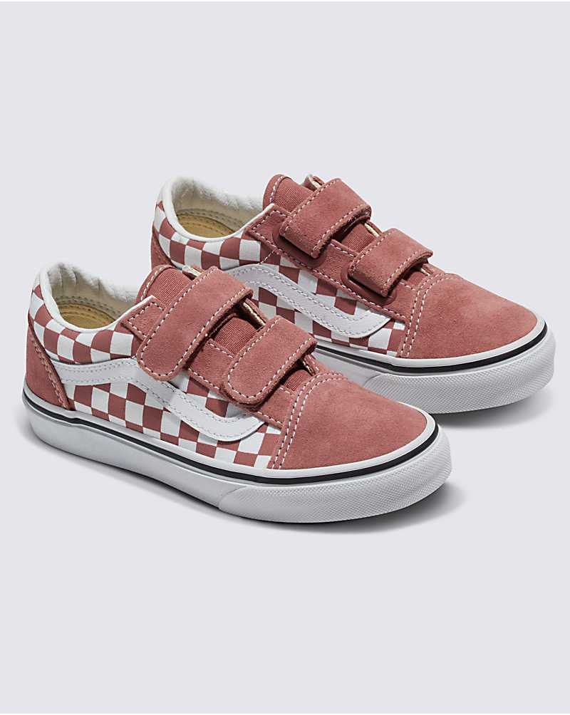 Kids' Vans Old Skool V Checkerboard Shoes Rose | USA ZPF-298637