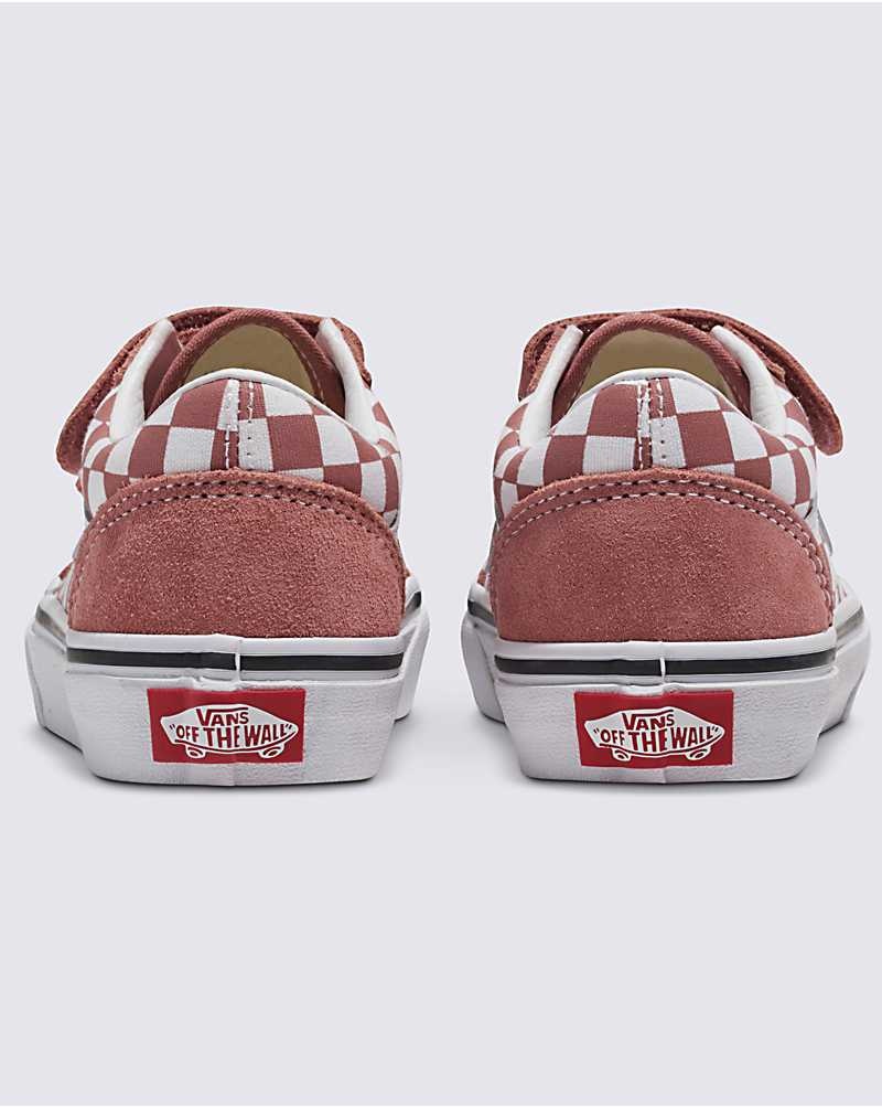 Kids' Vans Old Skool V Checkerboard Shoes Rose | USA ZPF-298637