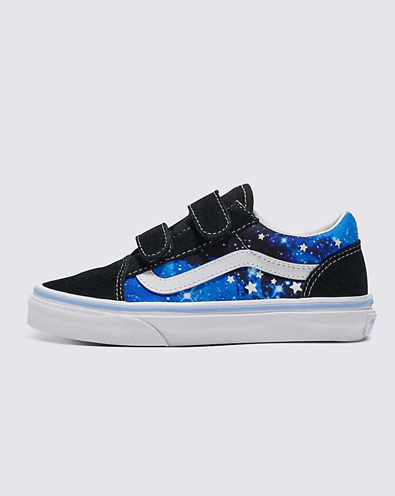 Kids\' Vans Old Skool V Glow Shoes Black Blue | USA OAK-182746