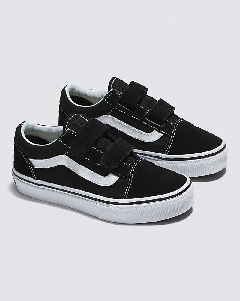 Kids' Vans Old Skool V Shoes Black White | USA TFH-952734