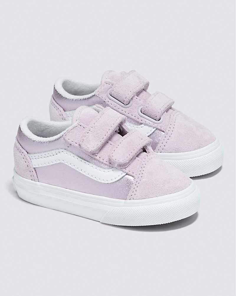 Kids' Vans Toddler Old Skool V Metallic Shoes Lavender | USA HPM-712934