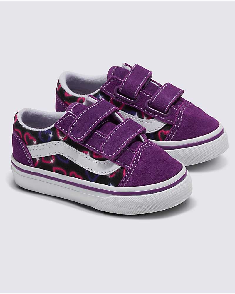 Kids' Vans Toddler Old Skool V Shoes Purple | USA RDO-176594