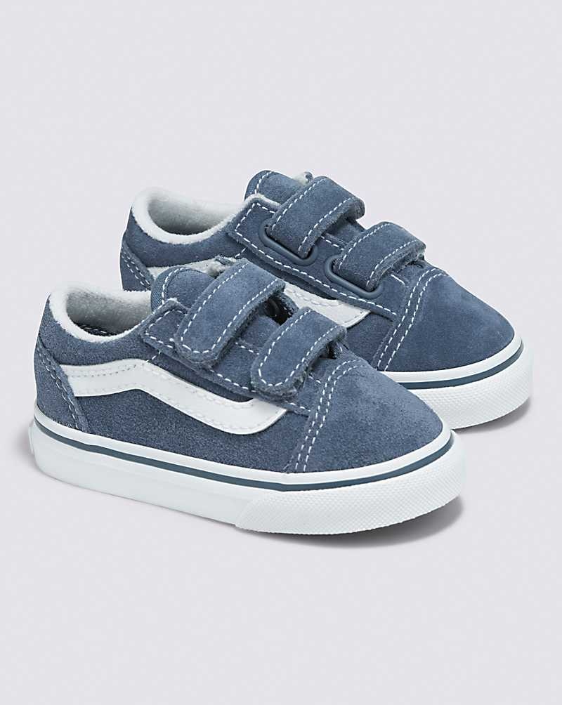 Kids' Vans Toddler Old Skool V Suede Shoes Indigo | USA HKN-053276