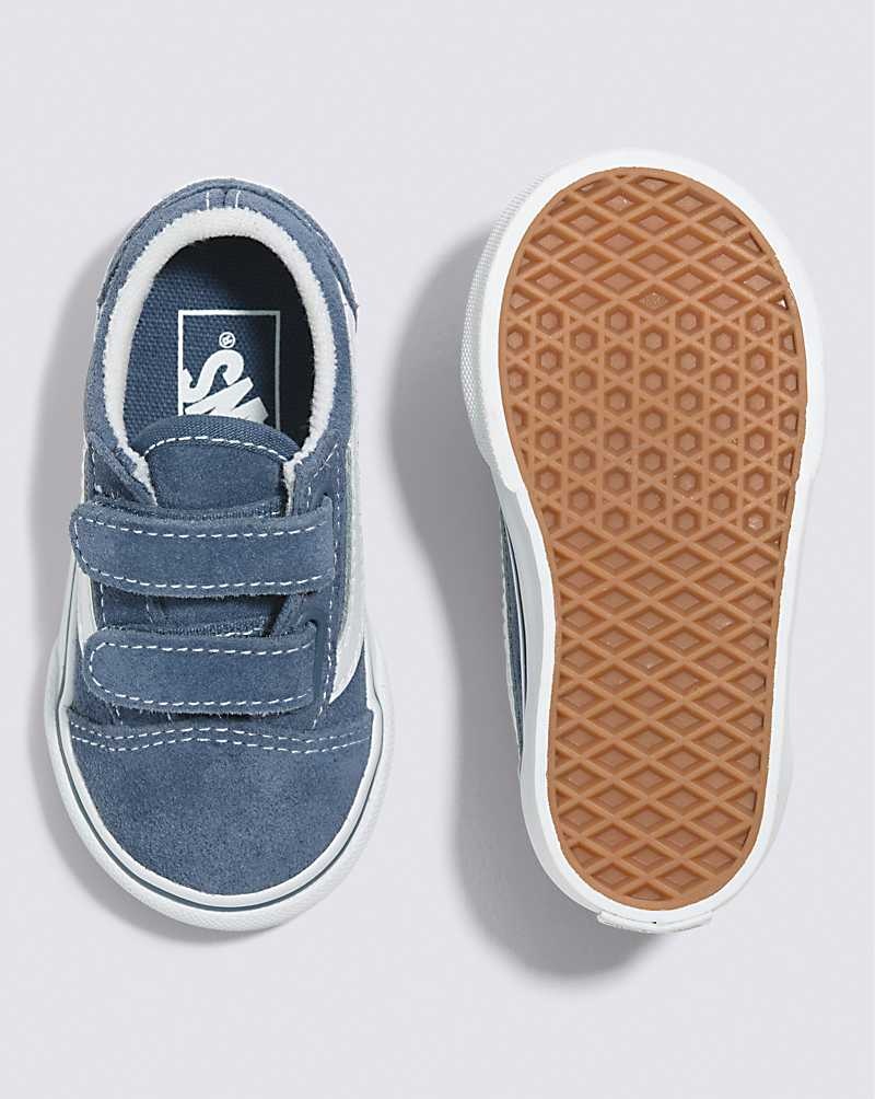 Kids' Vans Toddler Old Skool V Suede Shoes Indigo | USA HKN-053276