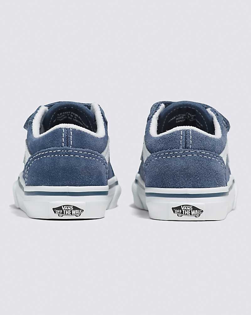 Kids' Vans Toddler Old Skool V Suede Shoes Indigo | USA HKN-053276