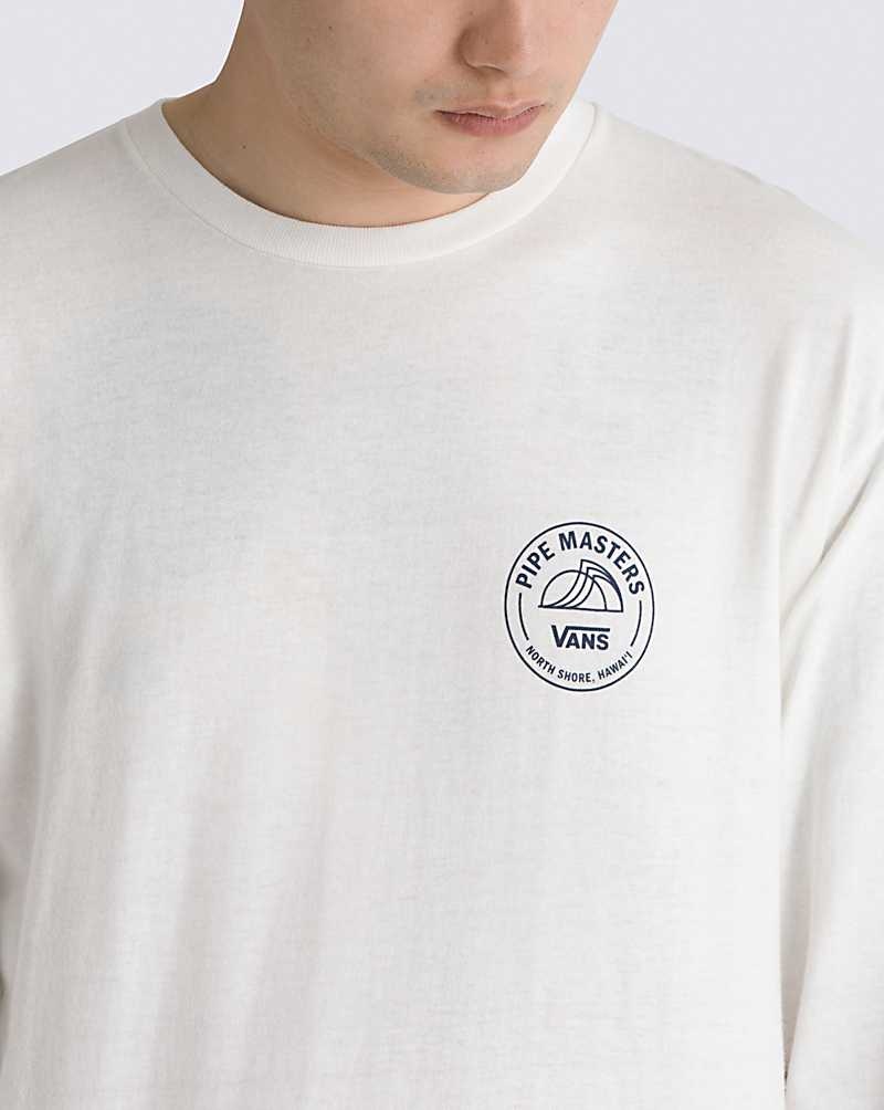 Men's Vans 2023 Pipe Masters Lock Up Long Sleeve T-Shirt White | USA URY-124657