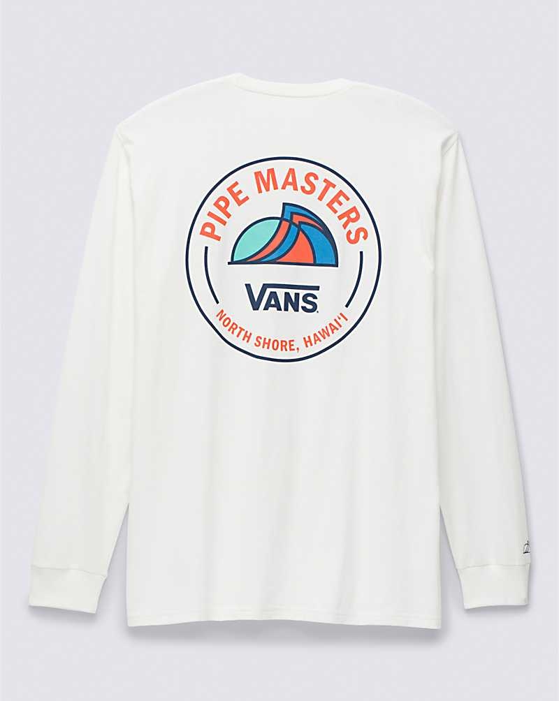 Men's Vans 2023 Pipe Masters Lock Up Long Sleeve T-Shirt White | USA URY-124657