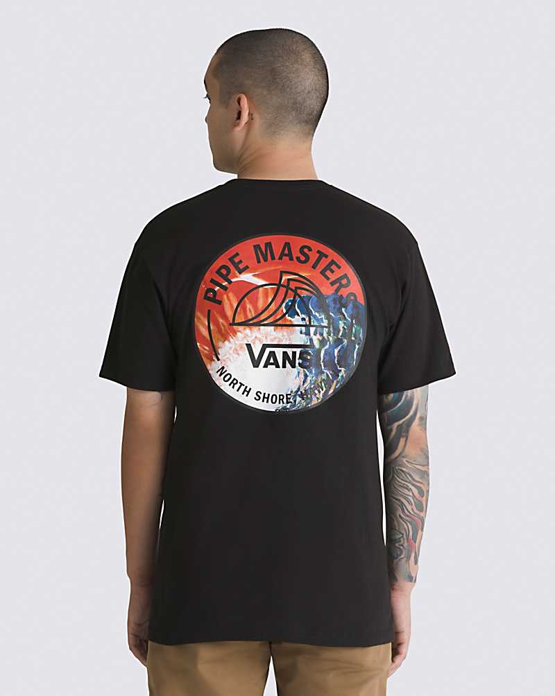 Men\'s Vans 2023 Pipe Masters Lock Up T-Shirt Black | USA CEI-043658