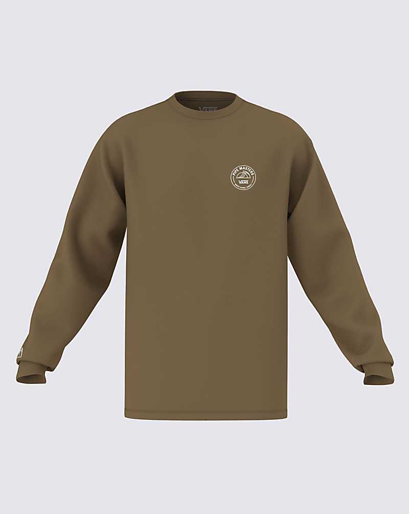 Men's Vans 2023 Pipe Masters Poster Long Sleeve T-Shirt Brown | USA ABX-215948