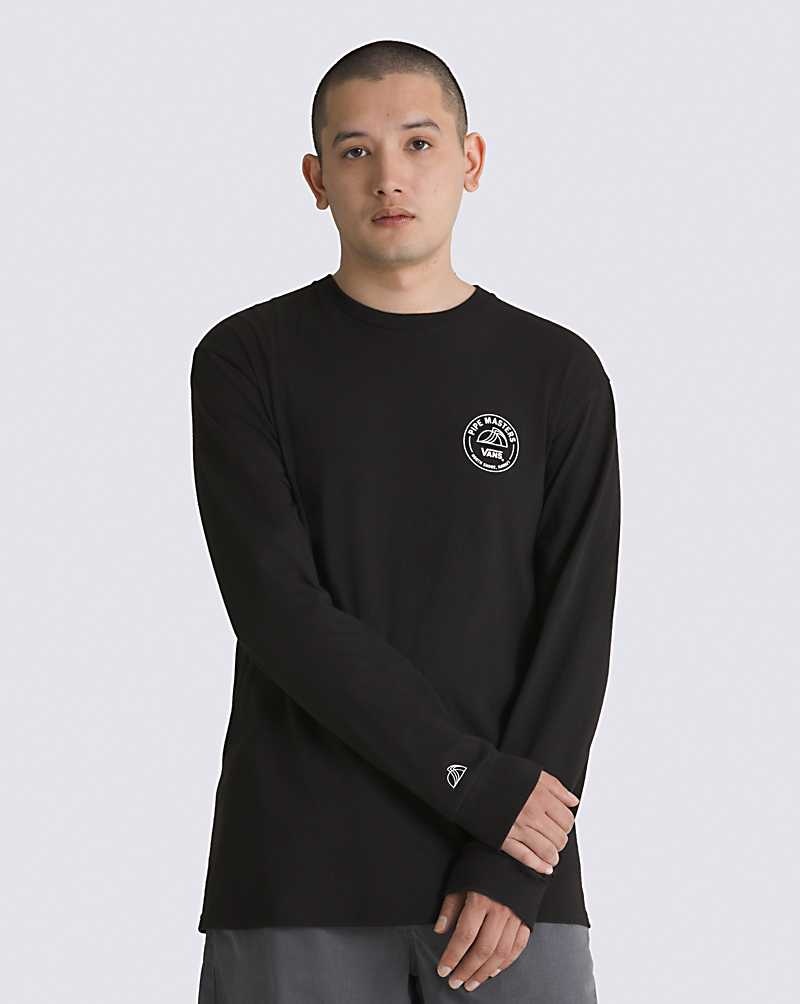 Men's Vans 2023 Pipe Masters Poster Long Sleeve T-Shirt Black | USA SGX-562104