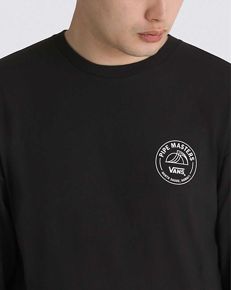 Men's Vans 2023 Pipe Masters Poster Long Sleeve T-Shirt Black | USA SGX-562104