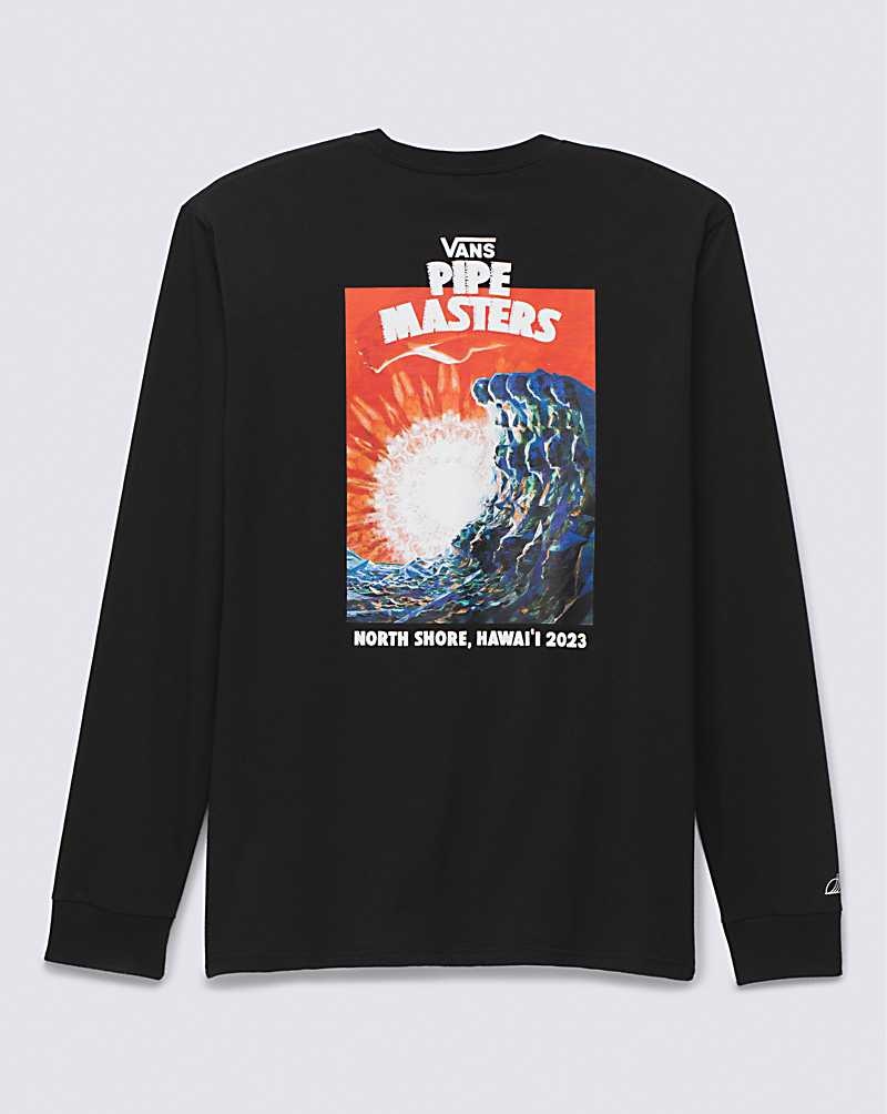 Men's Vans 2023 Pipe Masters Poster Long Sleeve T-Shirt Black | USA SGX-562104