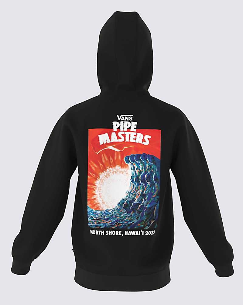 Men\'s Vans 2023 Pipe Masters Poster Pullover Hoodie Black | USA BTJ-502347