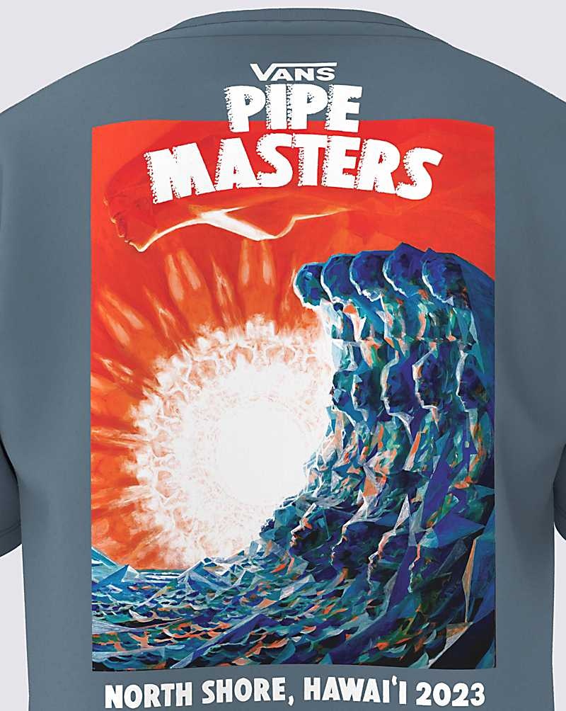 Men's Vans 2023 Pipe Masters Poster T-Shirt Blue | USA ZSX-156894