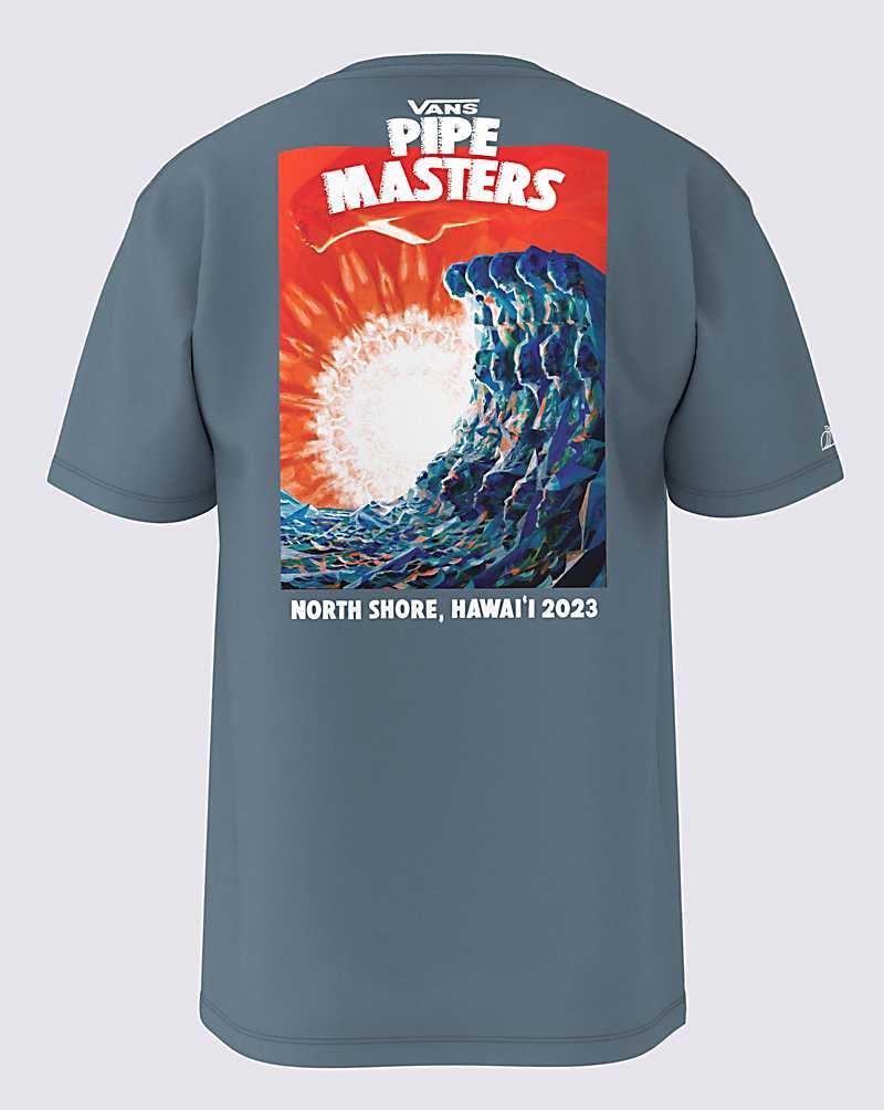 Men\'s Vans 2023 Pipe Masters Poster T-Shirt Blue | USA ZSX-156894