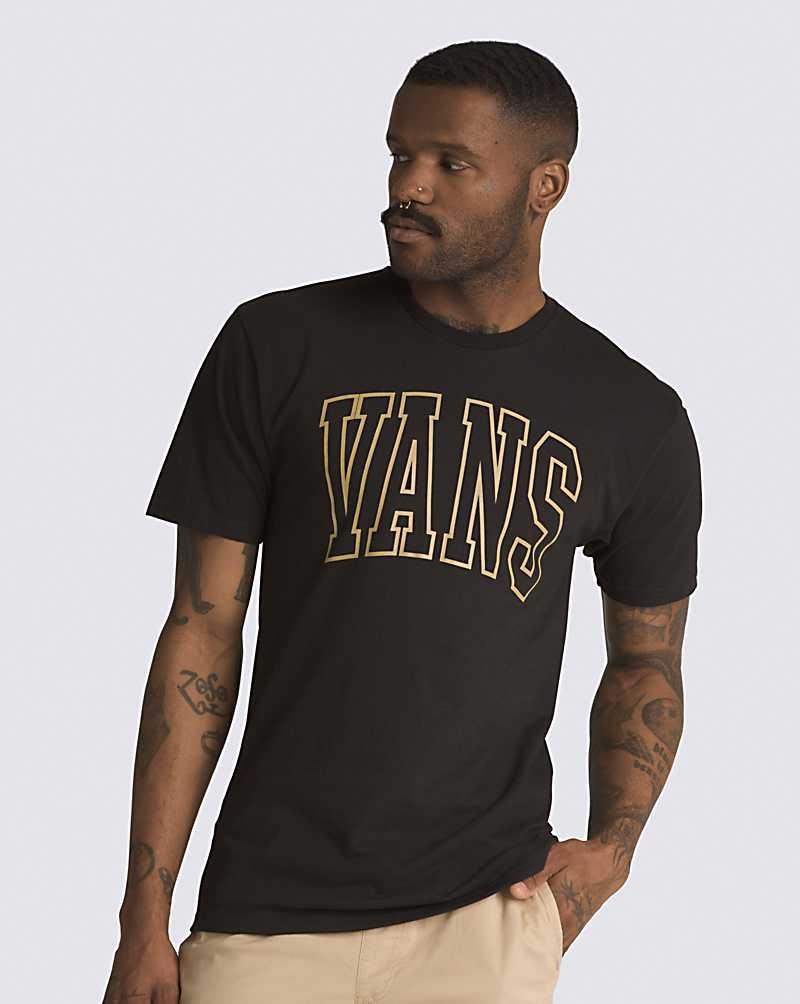 Men\'s Vans Arched Line T-Shirt Black | USA FVE-103862