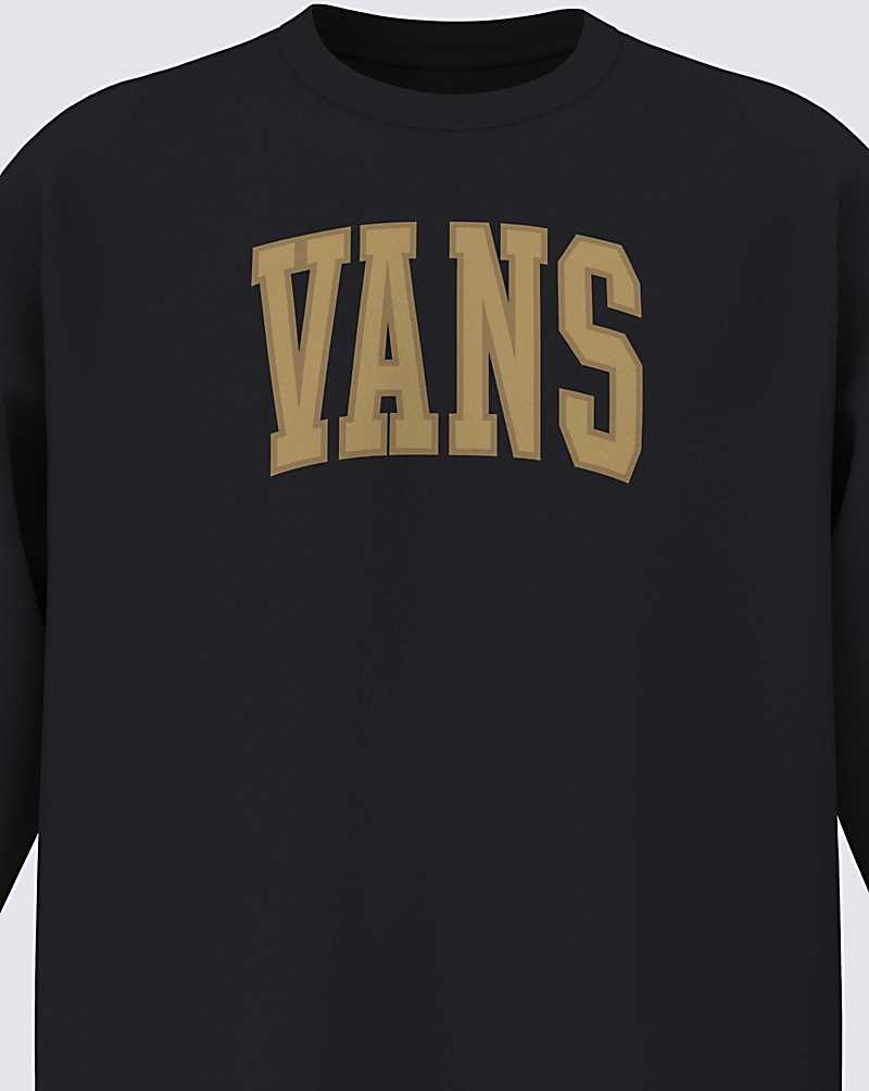 Men's Vans Arched Long Sleeve T-Shirt Black | USA GSU-034178