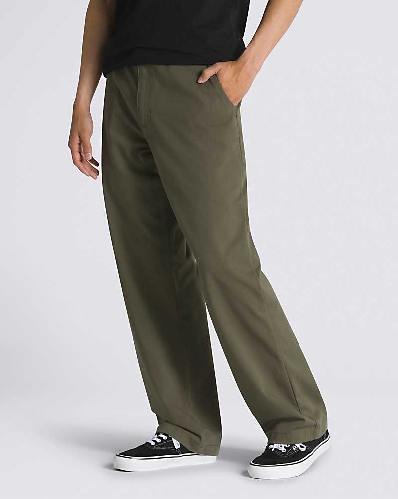 Men's Vans Authentic Chino Loose Pants Olive | USA RTH-892614