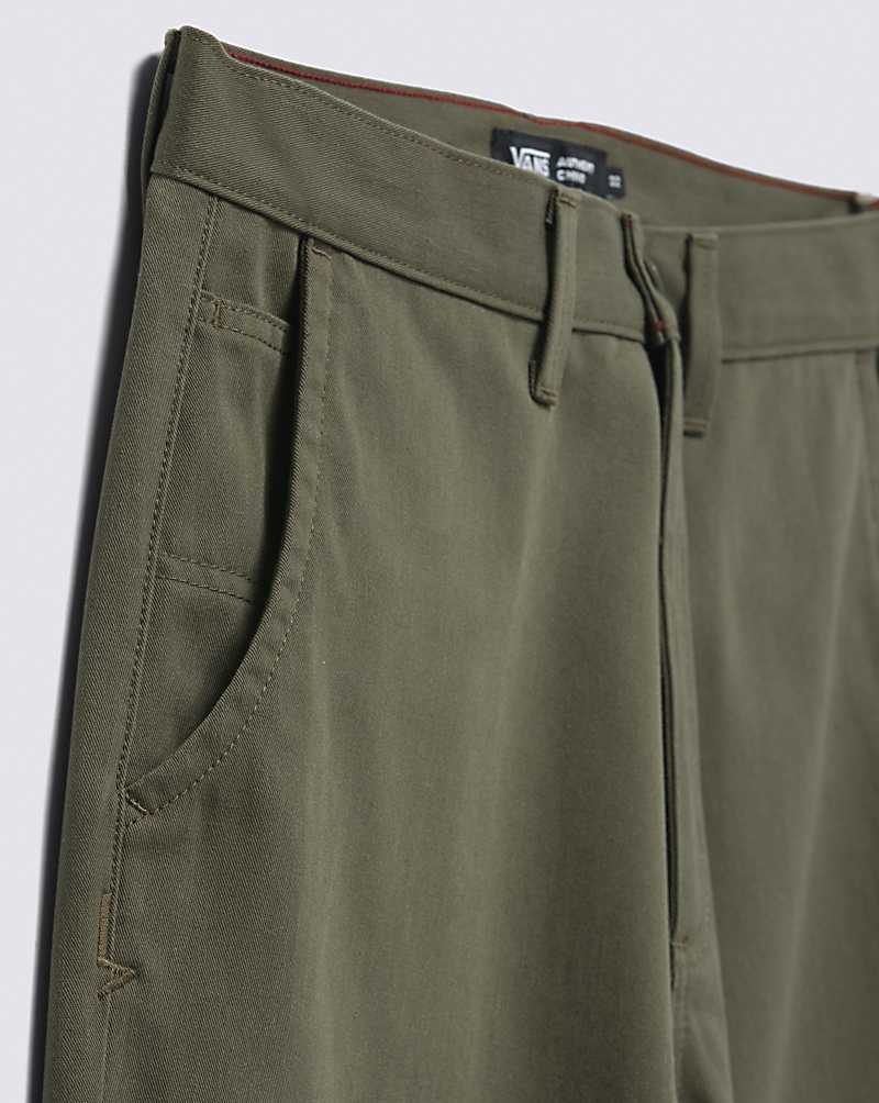 Men's Vans Authentic Chino Loose Pants Olive | USA RTH-892614