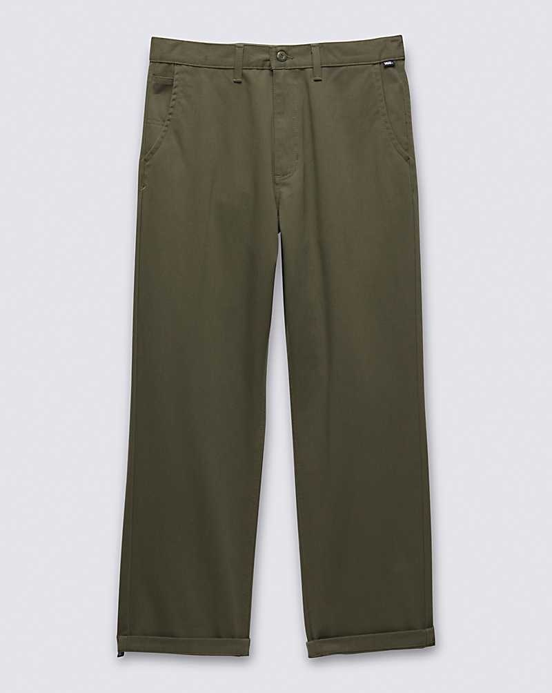 Men's Vans Authentic Chino Loose Pants Olive | USA RTH-892614