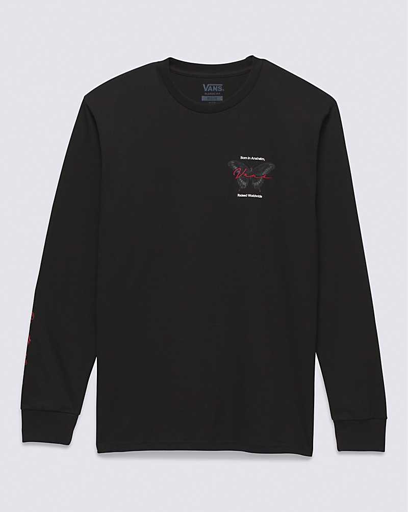 Men's Vans Born Butterfly Long Sleeve T-Shirt Black | USA ABT-560829