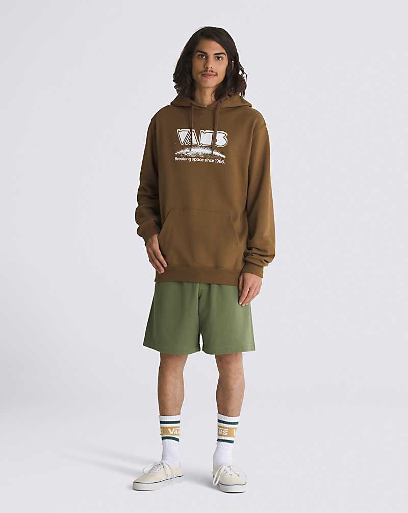 Men's Vans Breaking Space Pullover Hoodie Coffee | USA ZHE-964357