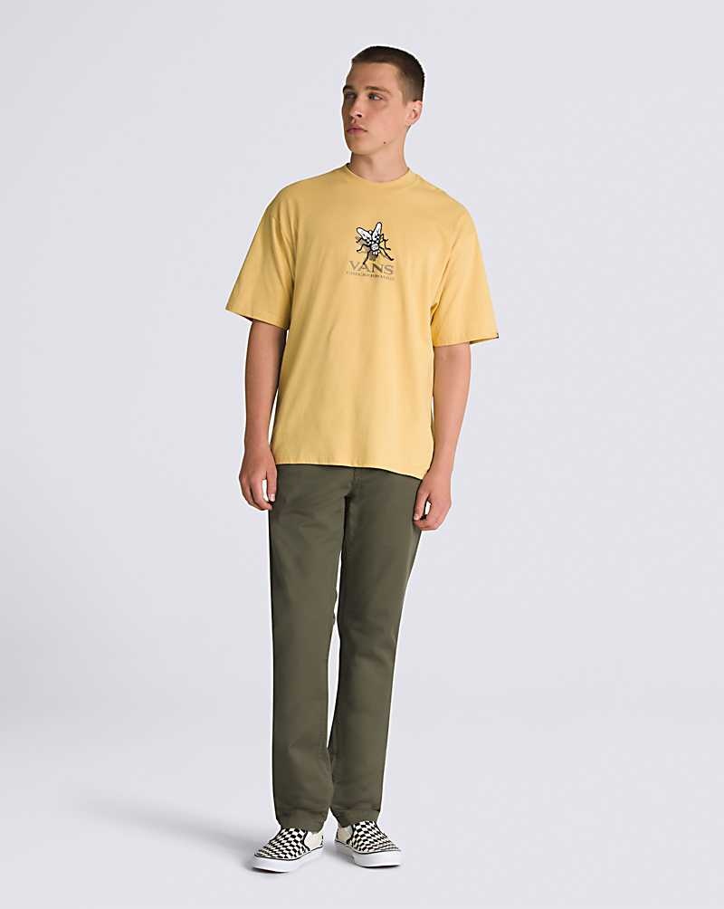 Men's Vans Checker Fly T-Shirt Yellow | USA WVY-827430