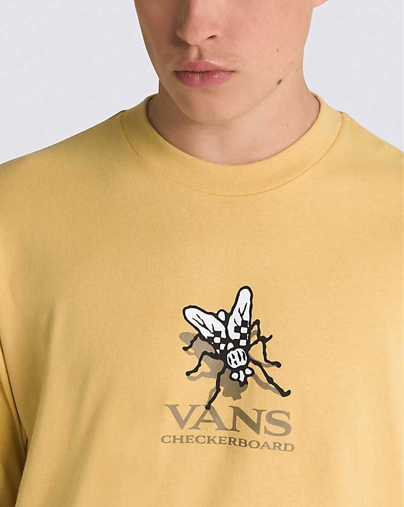 Men's Vans Checker Fly T-Shirt Yellow | USA WVY-827430