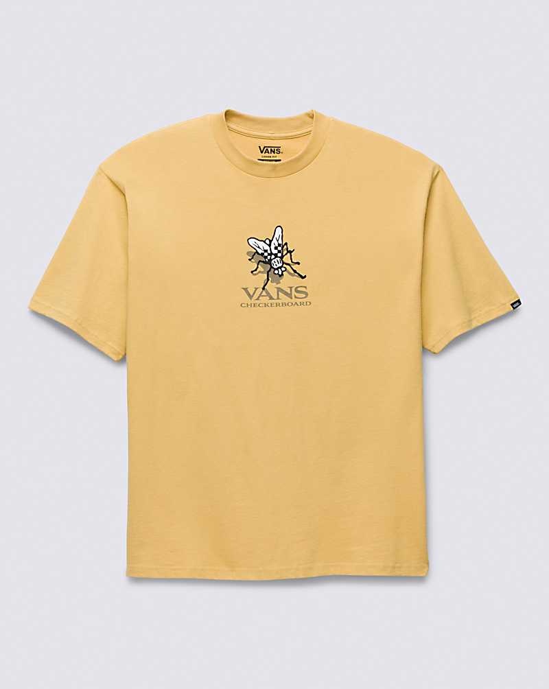 Men's Vans Checker Fly T-Shirt Yellow | USA WVY-827430