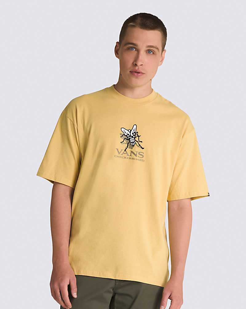 Men\'s Vans Checker Fly T-Shirt Yellow | USA WVY-827430