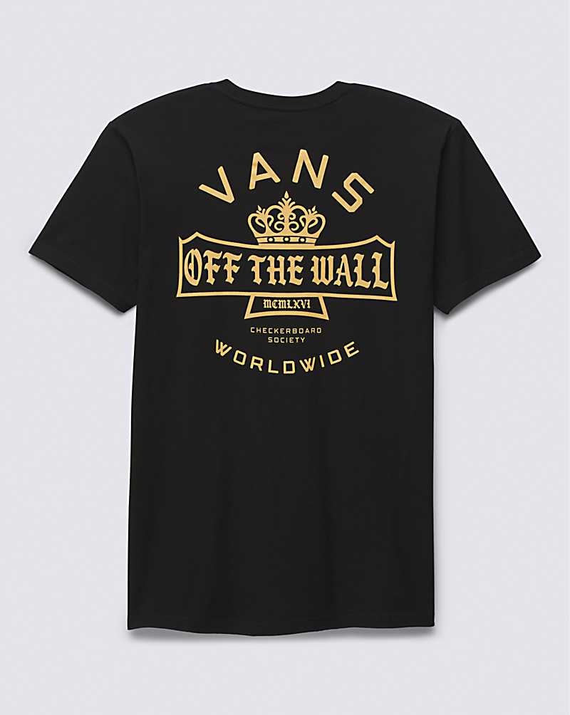 Men's Vans Checkerboard Society T-Shirt Black | USA DLZ-397542