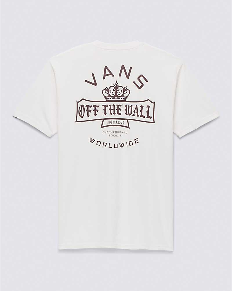 Men's Vans Checkerboard Society T-Shirt White | USA YOA-762038