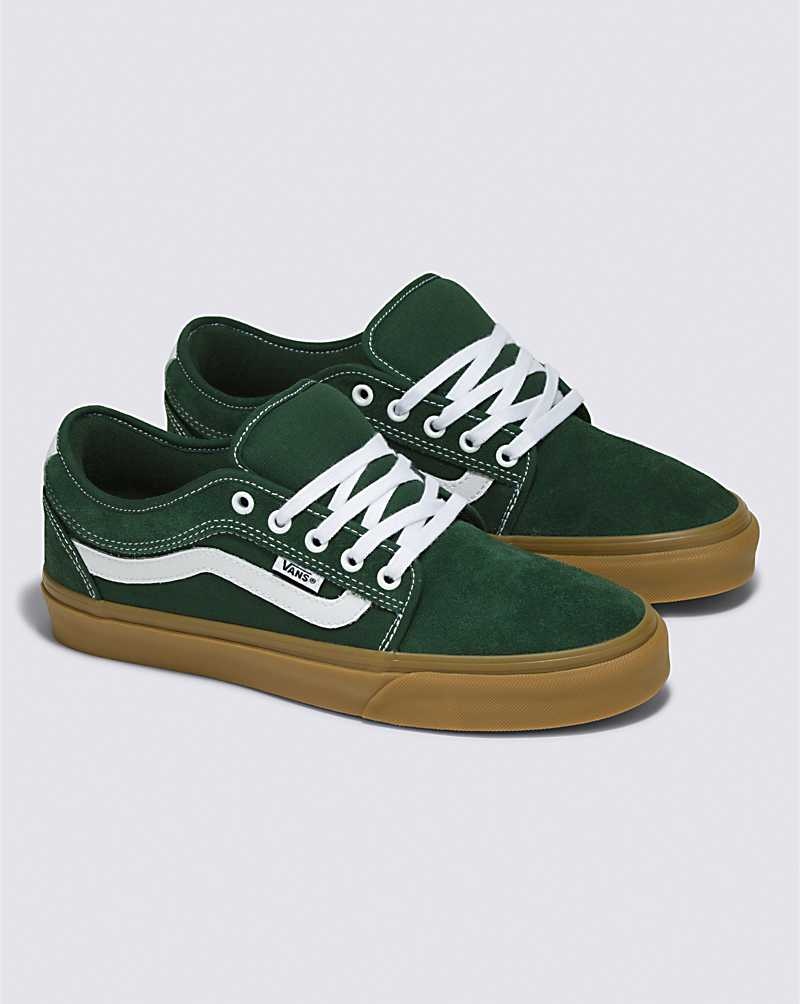 Men's Vans Chukka Low Sidestripe Skate Shoes Dark Green | USA DNK-059742