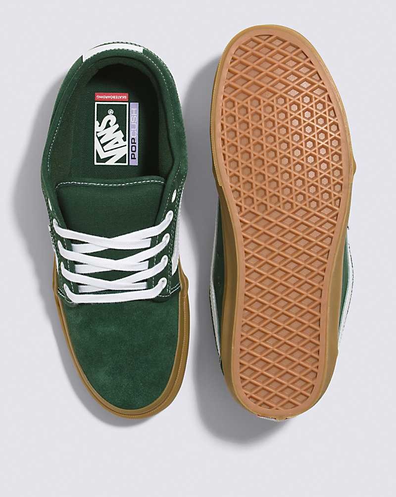 Men's Vans Chukka Low Sidestripe Skate Shoes Dark Green | USA DNK-059742