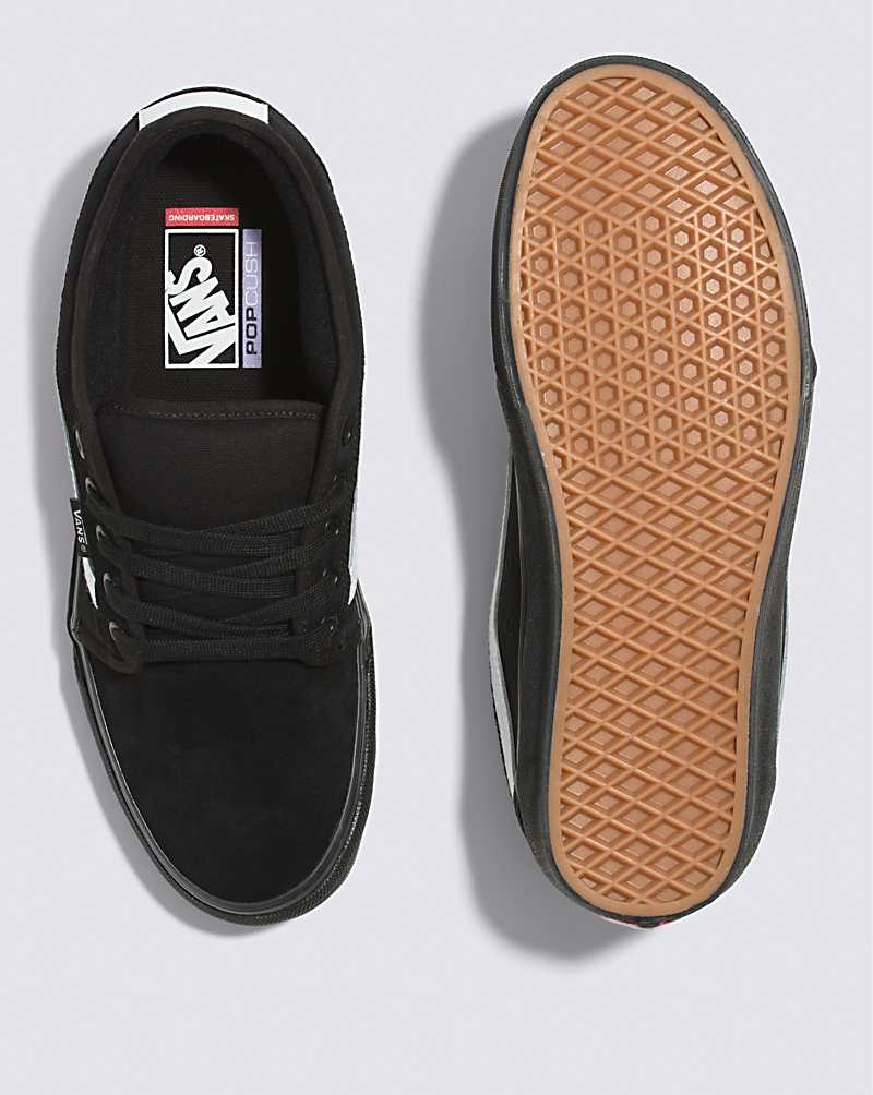 Men's Vans Chukka Low Sidestripe Skate Shoes Black White | USA NHL-052364