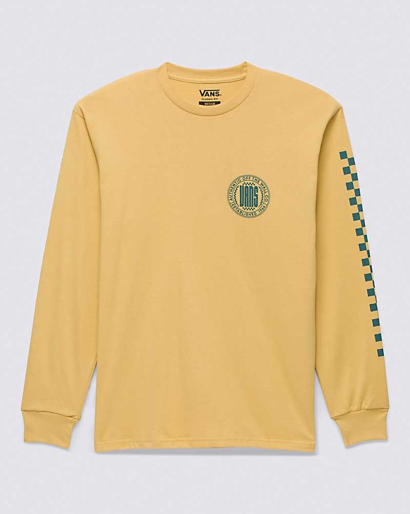 Men's Vans Circle Racer Lockup Long Sleeve T-Shirt Yellow | USA TLK-706135