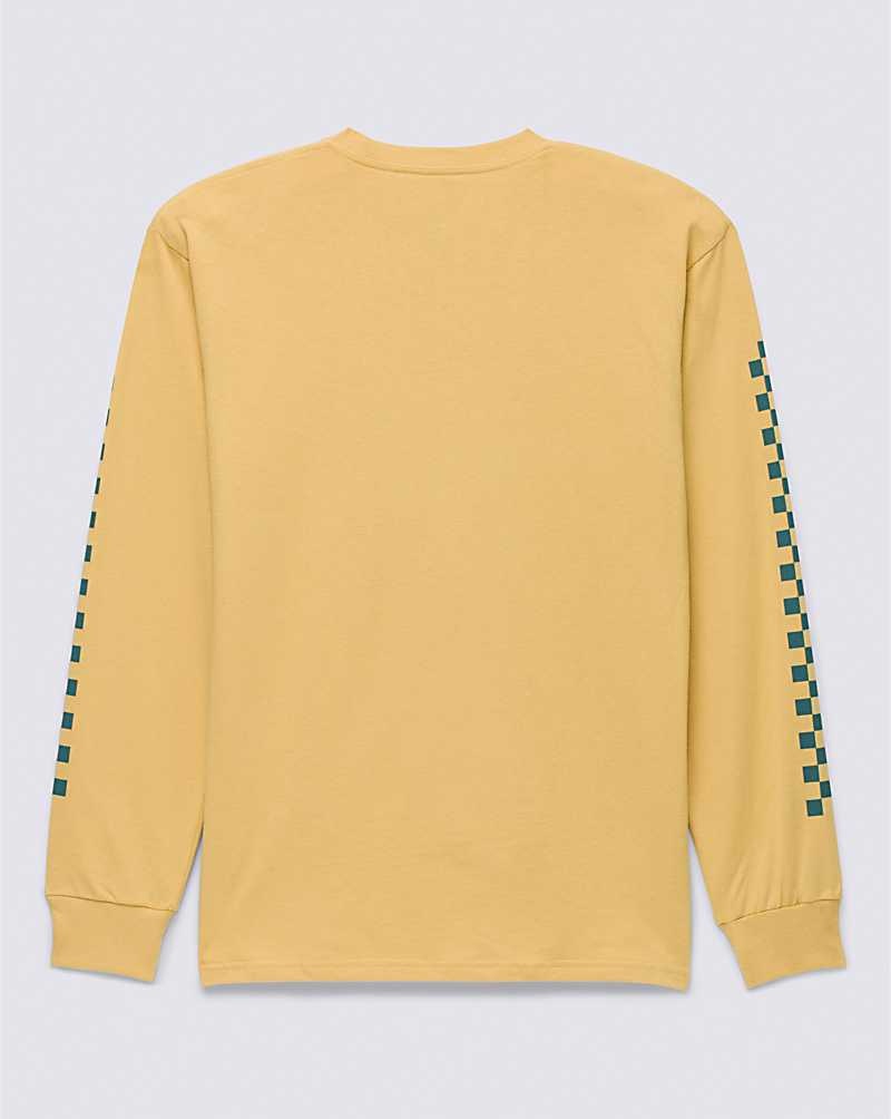 Men's Vans Circle Racer Lockup Long Sleeve T-Shirt Yellow | USA TLK-706135