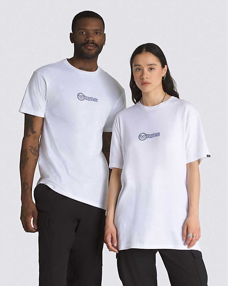 Men's Vans Circle Vans T-Shirt White | USA KHN-703285