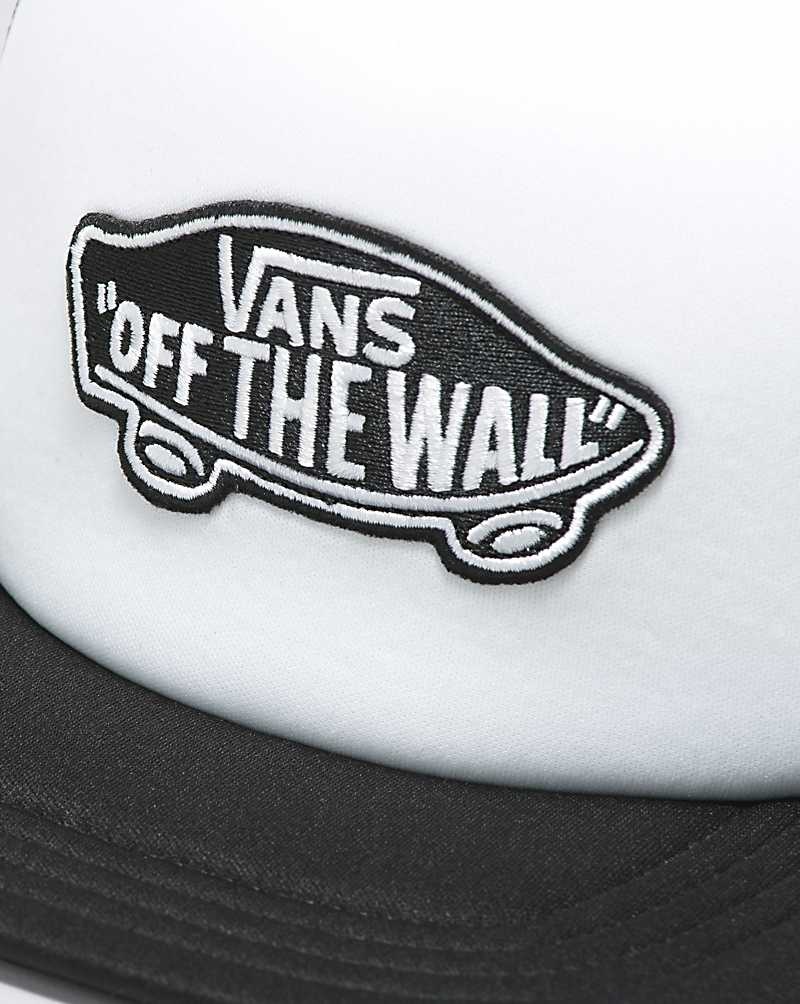 Men's Vans Classic Patch Trucker Hats White Black | USA WQF-645032