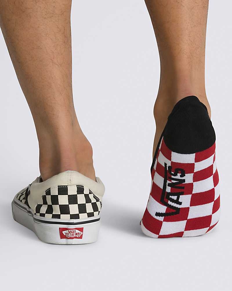 Men's Vans Classic Super No Show 3-Pack Sock Red White | USA SUO-637514