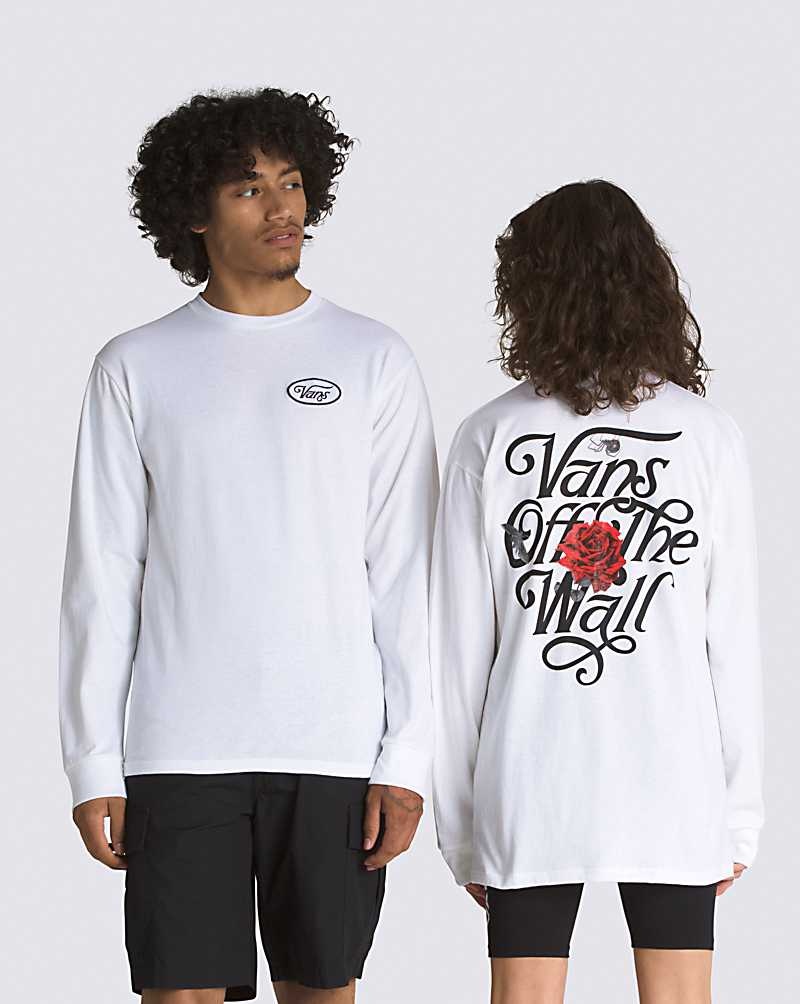 Men's Vans Composite Rose Long Sleeve T-Shirt White | USA MHC-890617