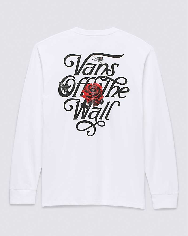 Men's Vans Composite Rose Long Sleeve T-Shirt White | USA MHC-890617