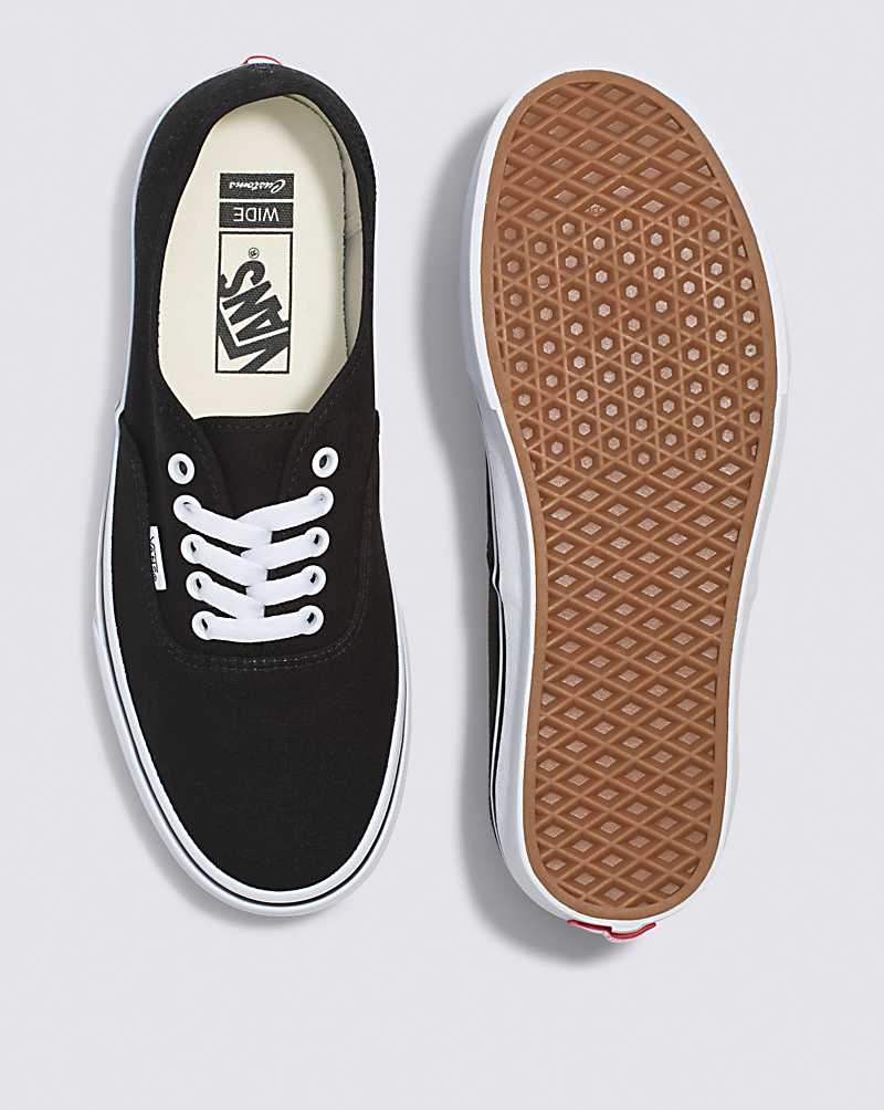 Men's Vans Customs Authentic Wide Shoes Black | USA ZPW-138794